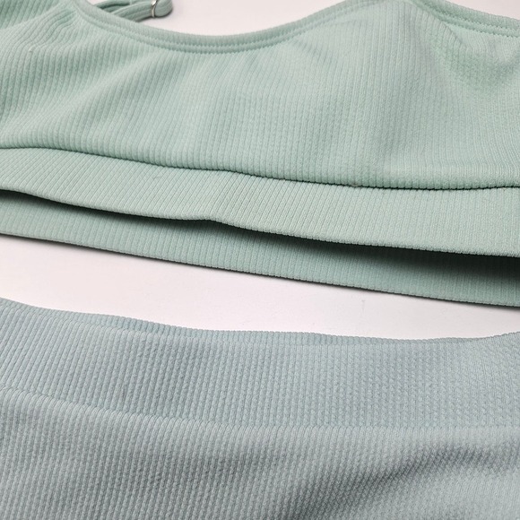 Shein Ribbed Bikini Set L Mint Green High Waist - Picture 4 of 8